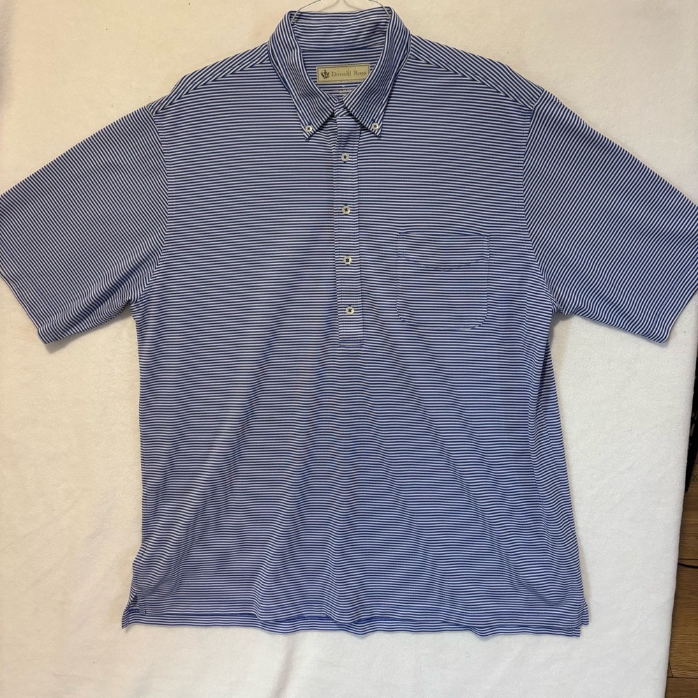 Donald Ross Micro-Stripe Polo with Button-Down Collar